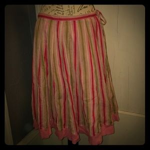Pink & green striped Banana Republic skirt Sz 4